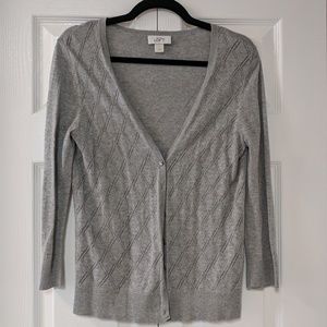 Ann Taylor Loft Cardigan With Subtle Argyle Knit